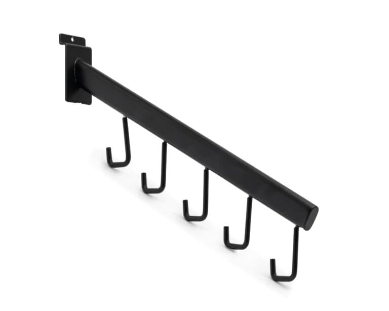 7081254161863_Slatwall-Presentatiestang-schuin-40cm-5-Haaks-Zwart-4