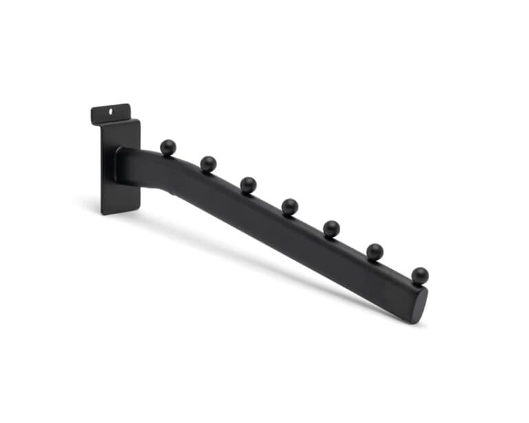 7081261269637_Slatwall-Presentatiestang-schuin-30cm-7-knops-Zwart-1