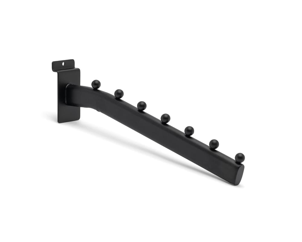 7081261269637_Slatwall-Presentatiestang-schuin-30cm-7-knops-Zwart-1