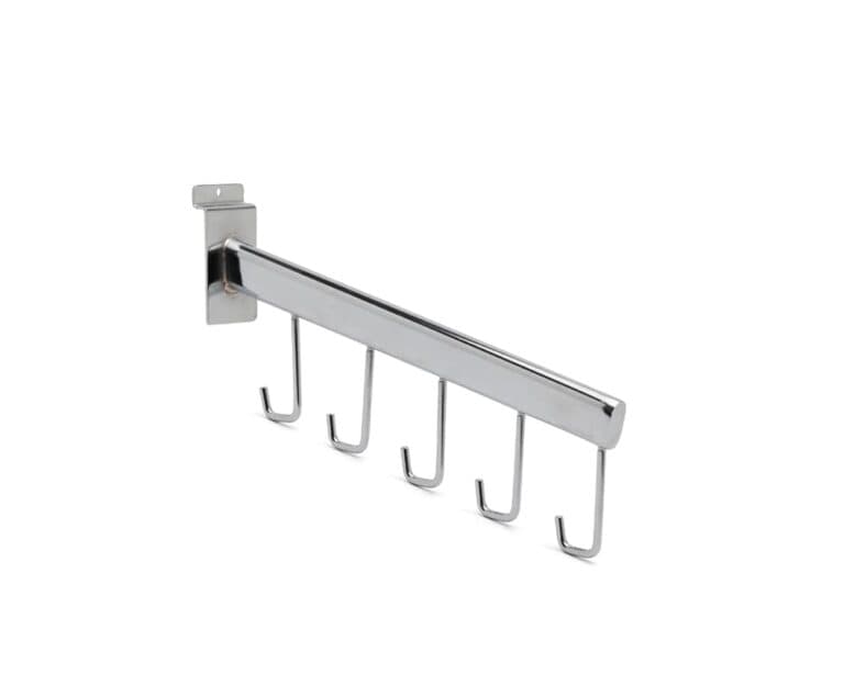 7081269174544_Slatwall-Presentatiestang-schuin-30cm-5-Haaks-Chrome-2
