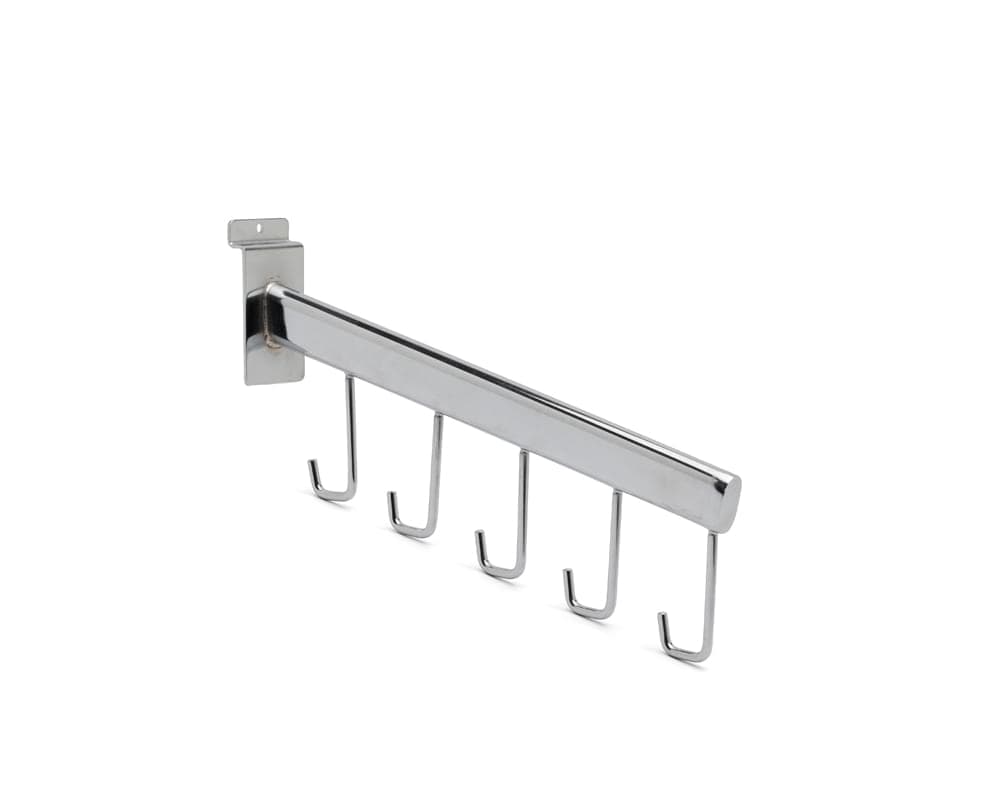 7081269174544_Slatwall-Presentatiestang-schuin-30cm-5-Haaks-Chrome-2